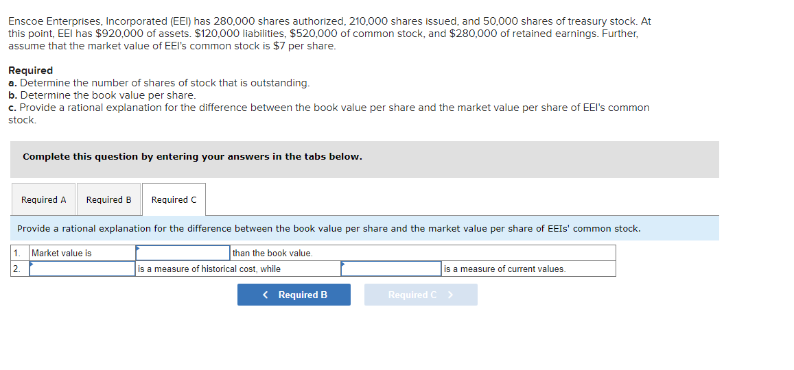  Enscoe Enterprises, Incorporated (EEI) has 280,000 shares authorized, 210,000 shares issued,