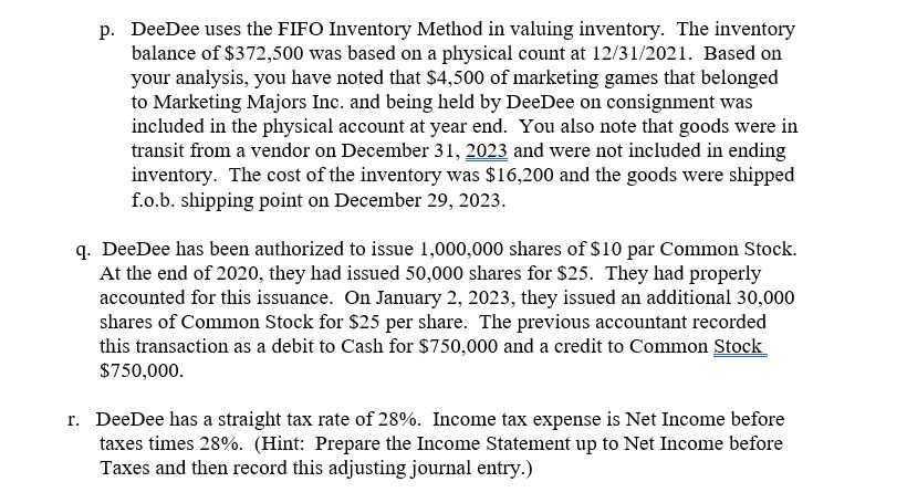 balance of $372,500 was based on a physical count at 12/31/2021. Based