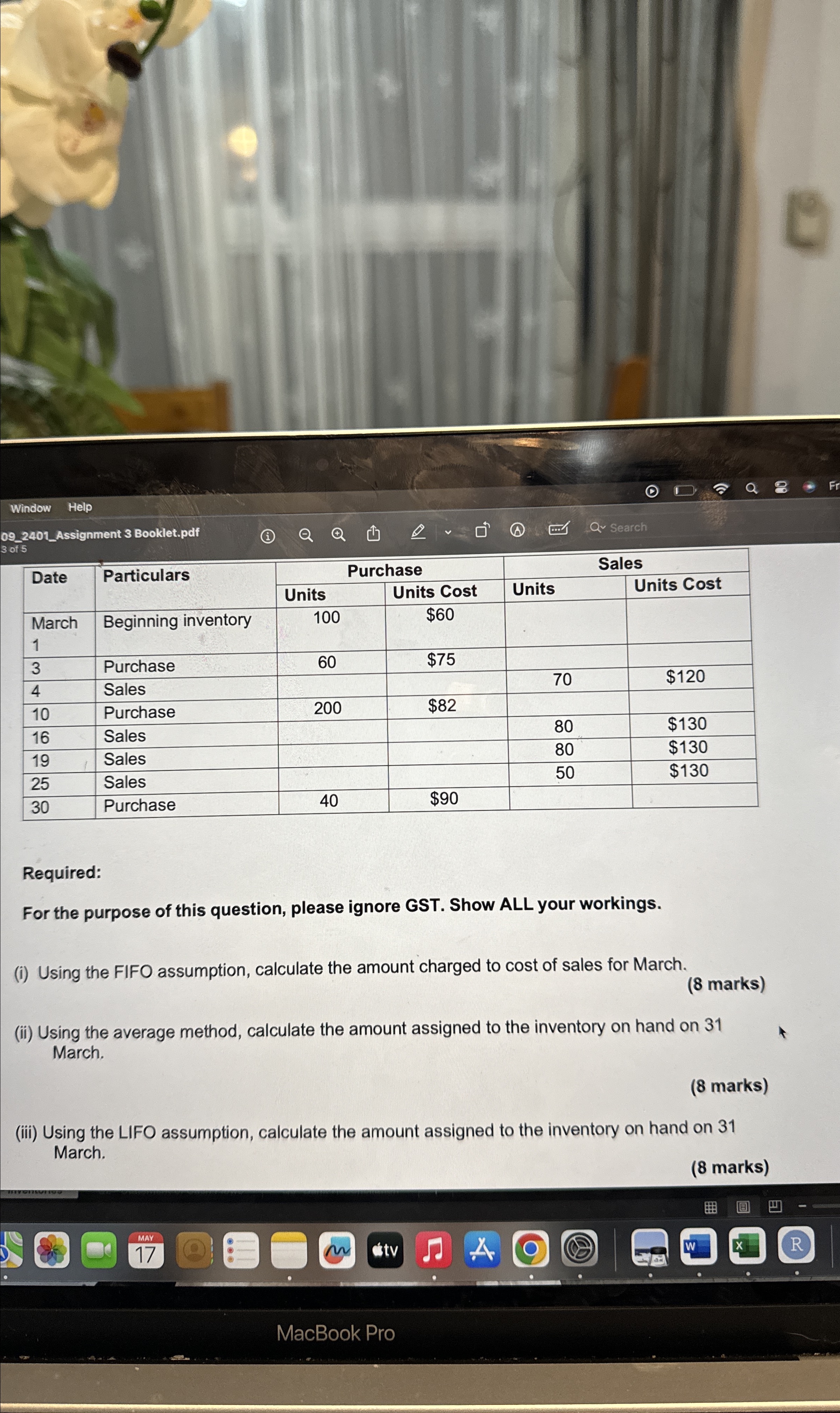  Window Help 092401 Assignment 3 Booklet.pdf 3 of 5 \table[[Date,Particulars,Purchase,Sales],[Units,Units Cost,Units,Units