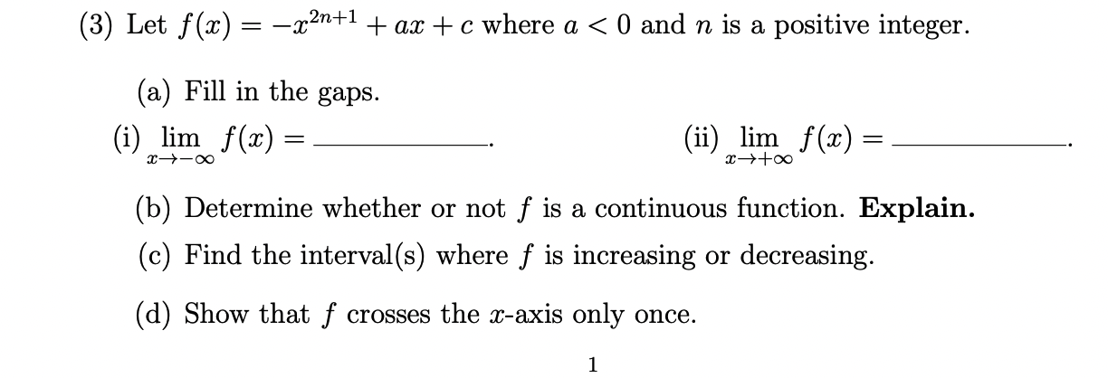 n is a positive integer. (a) Fill in the gaps. (i) lim