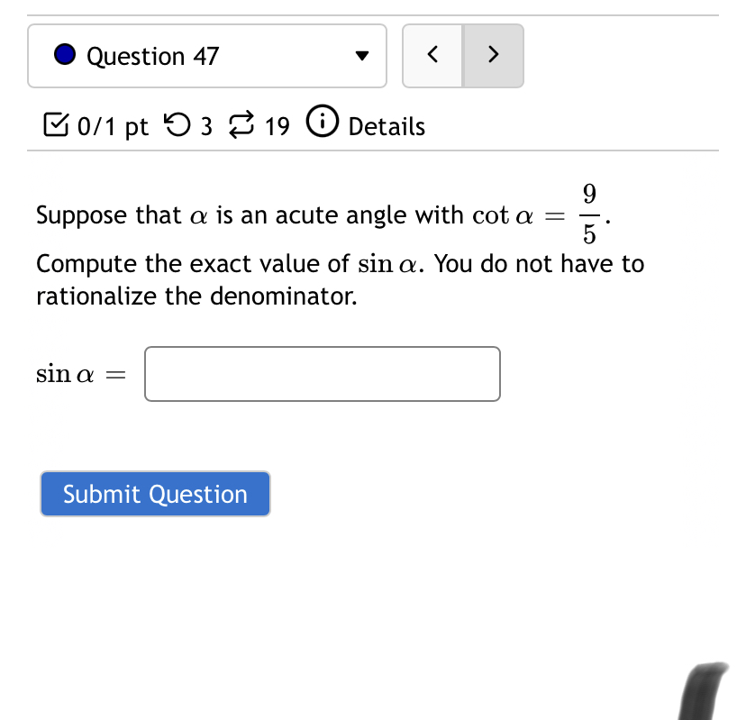  0 Question 47 v Eon pt '0 3 Z 19 6)