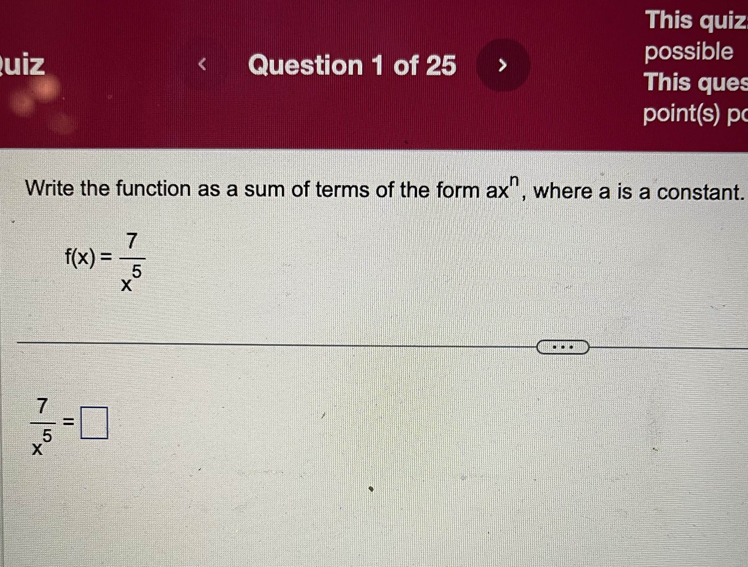  This quiz uiz possible This ques point(s) p Write the function