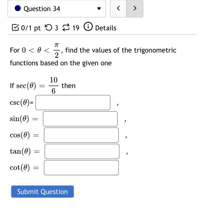 8 Details 7 TT If 0 = 4 -, then find exact