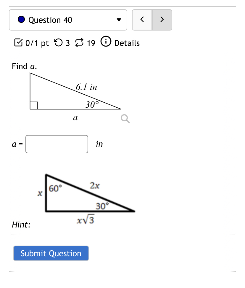 = 48 and b = 55. Find an exact value (report answer
