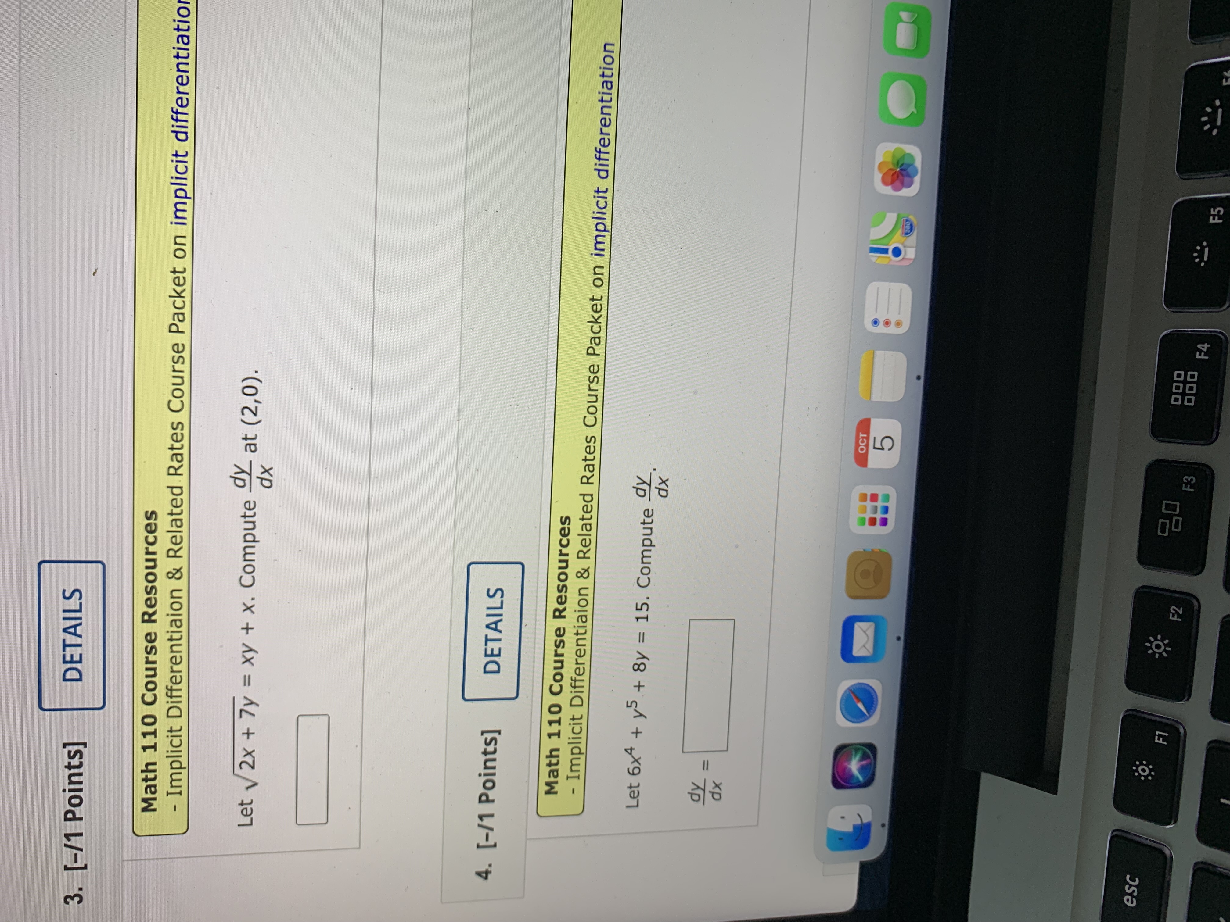 & Related Rates Course Packet on implicit different Let x7 + y+