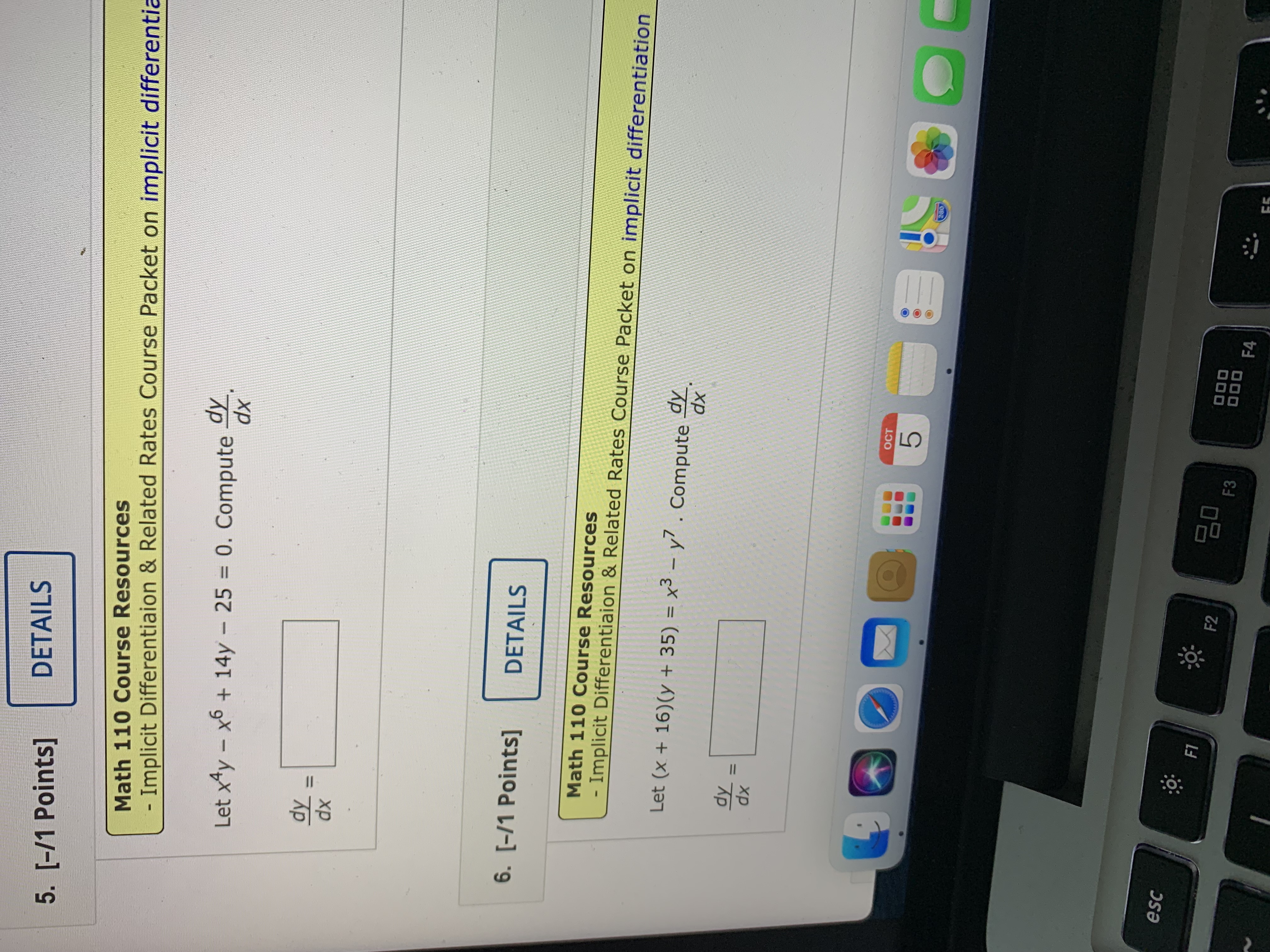 + 4x + 6y = 0. Compute at (1,-1). 2. [-/1 Points]