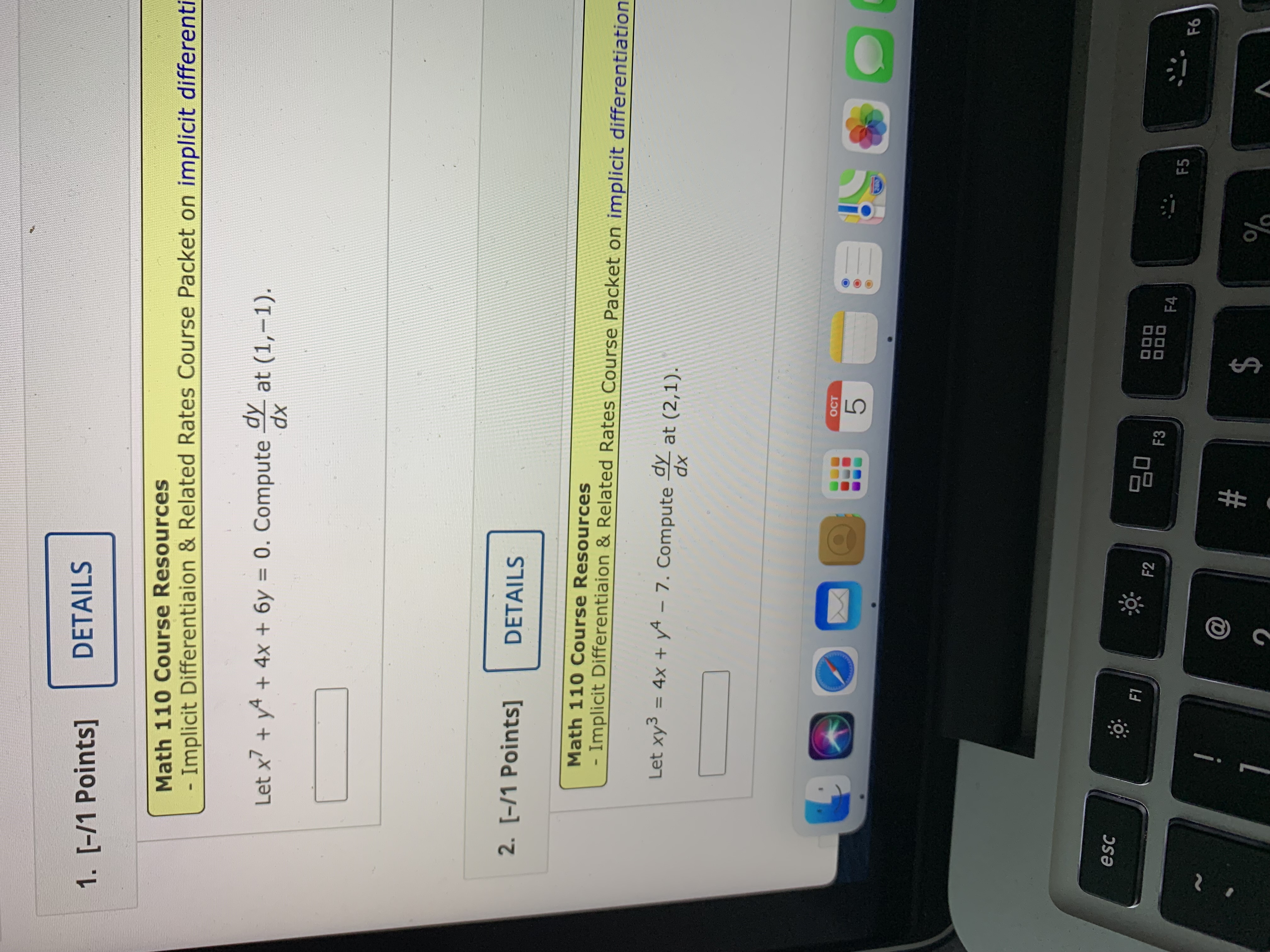 DETAILS Math 110 Course Resources - Implicit Differentialon & Related Rates Course