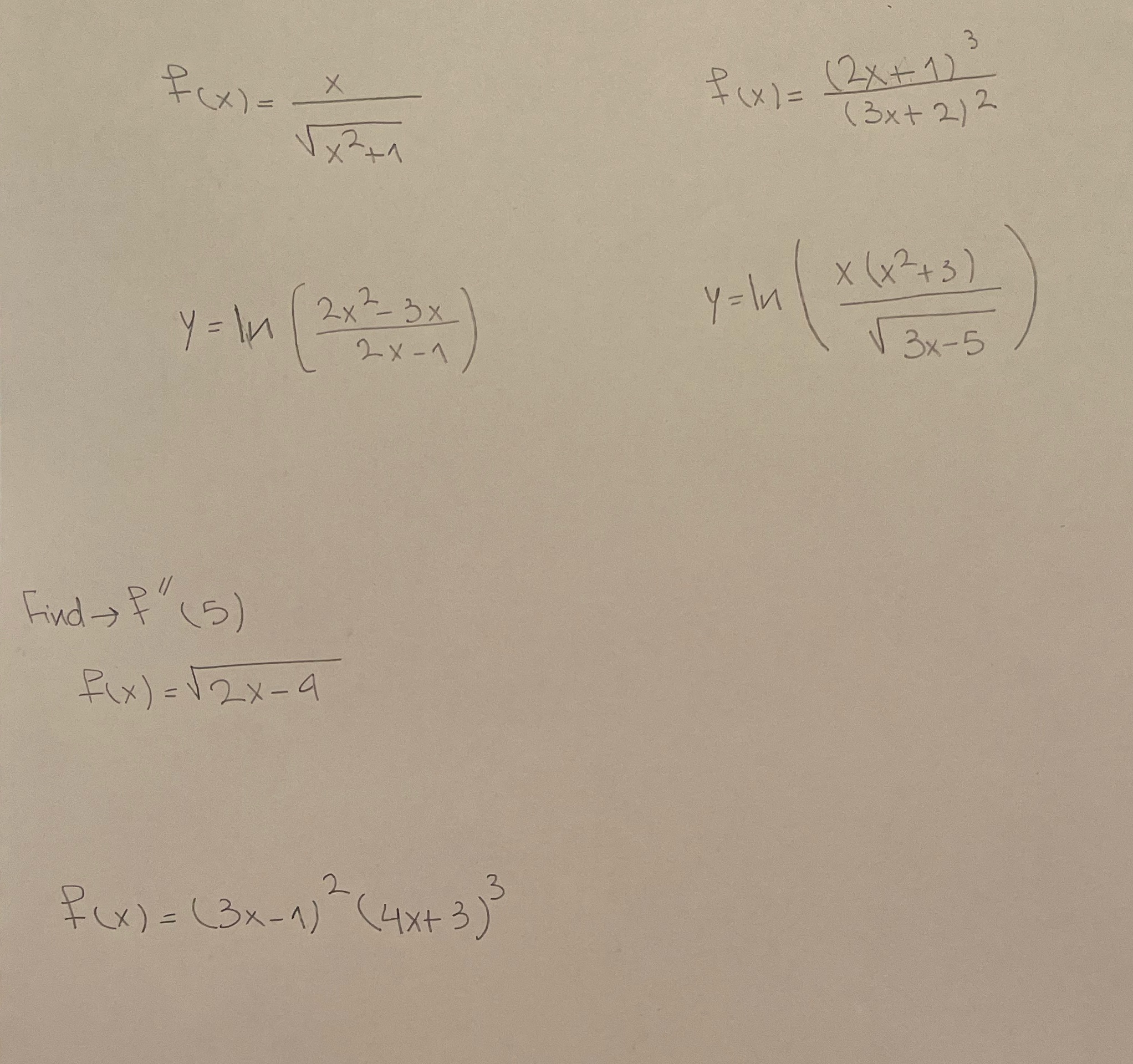the first derivative.Thanks for your help.I need the answers step by step...