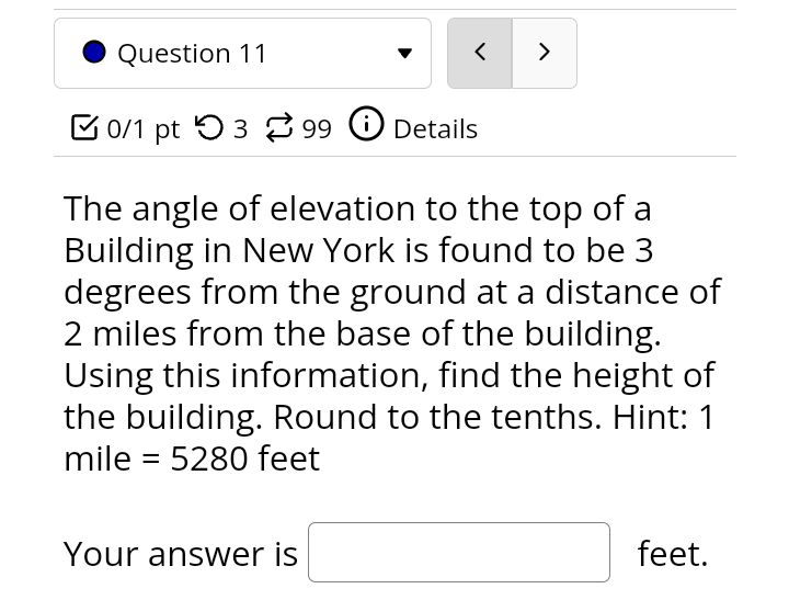 300. How tail is the tower? 0 Question 11 v E.' on