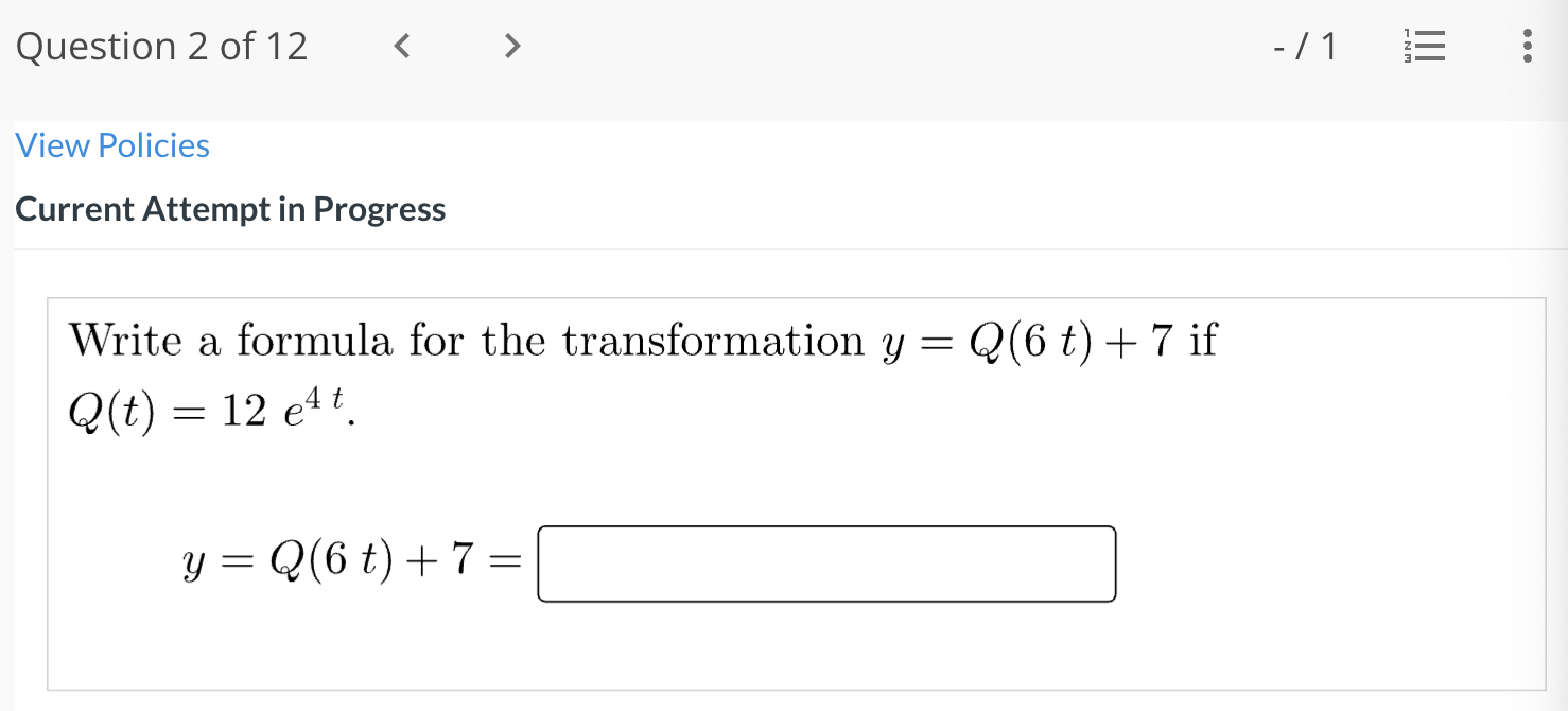 formula, for the transformation y = Q(6 t) -|- 7 if Q(t)
