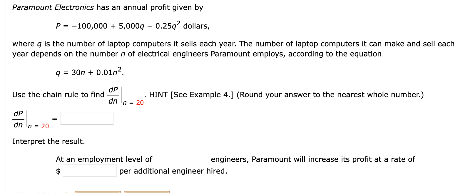 Please see photo Paramount Electronics has an annual profit given by