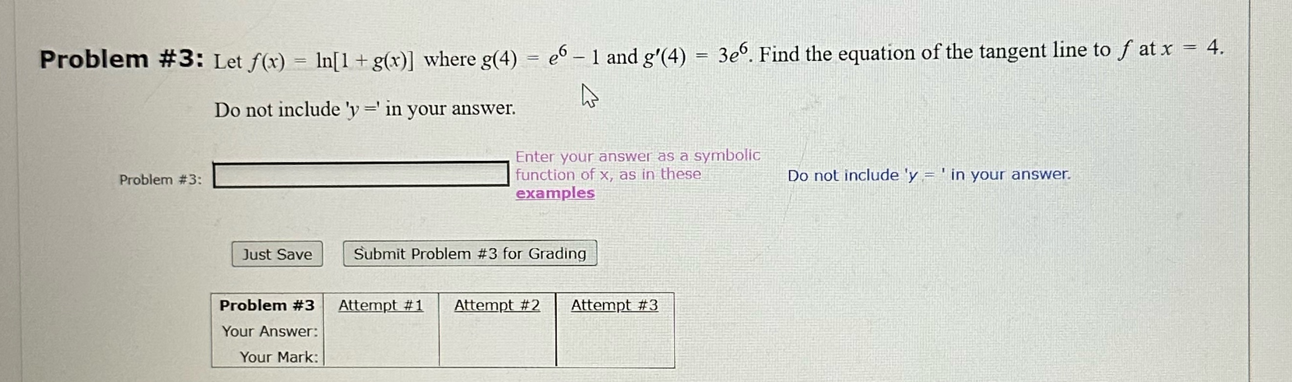 e - 1 and g'(4) = 3. Find the equation of the