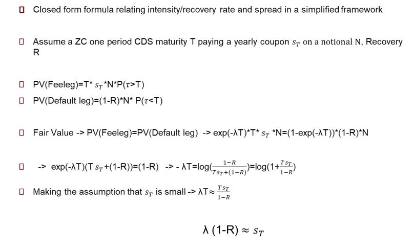 O Closed form formula relating intensity/recovery rate and spread in a simplified