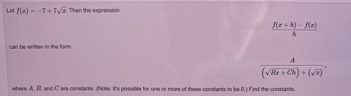 f(z) h can be written in the form A ( VBz +