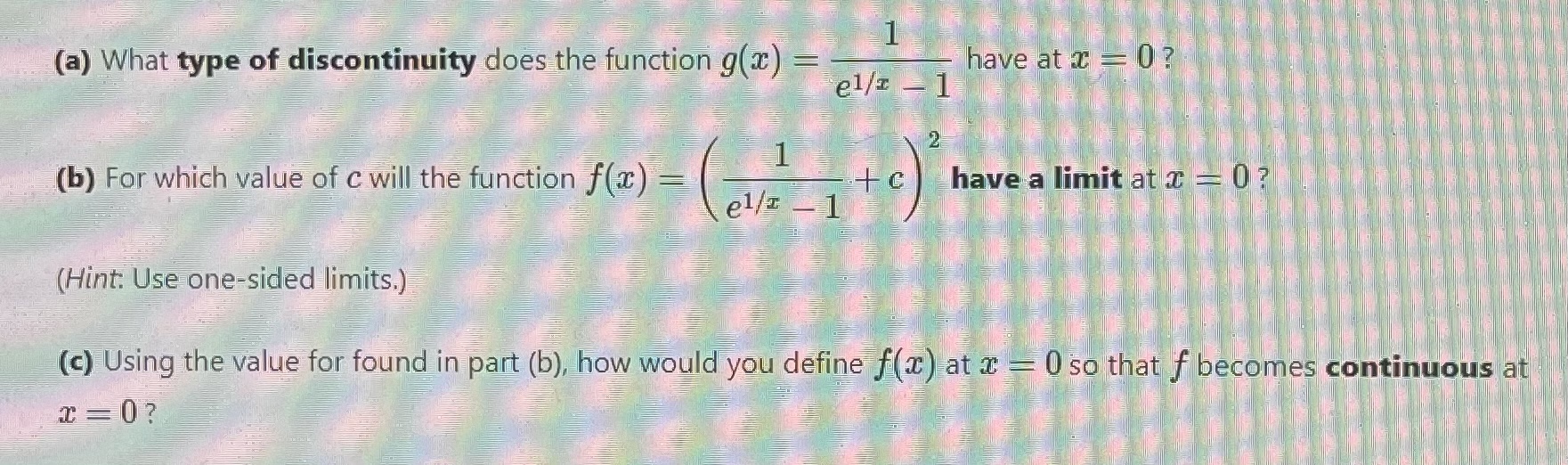  1 (a) What type of discontinuity does the function g() have
