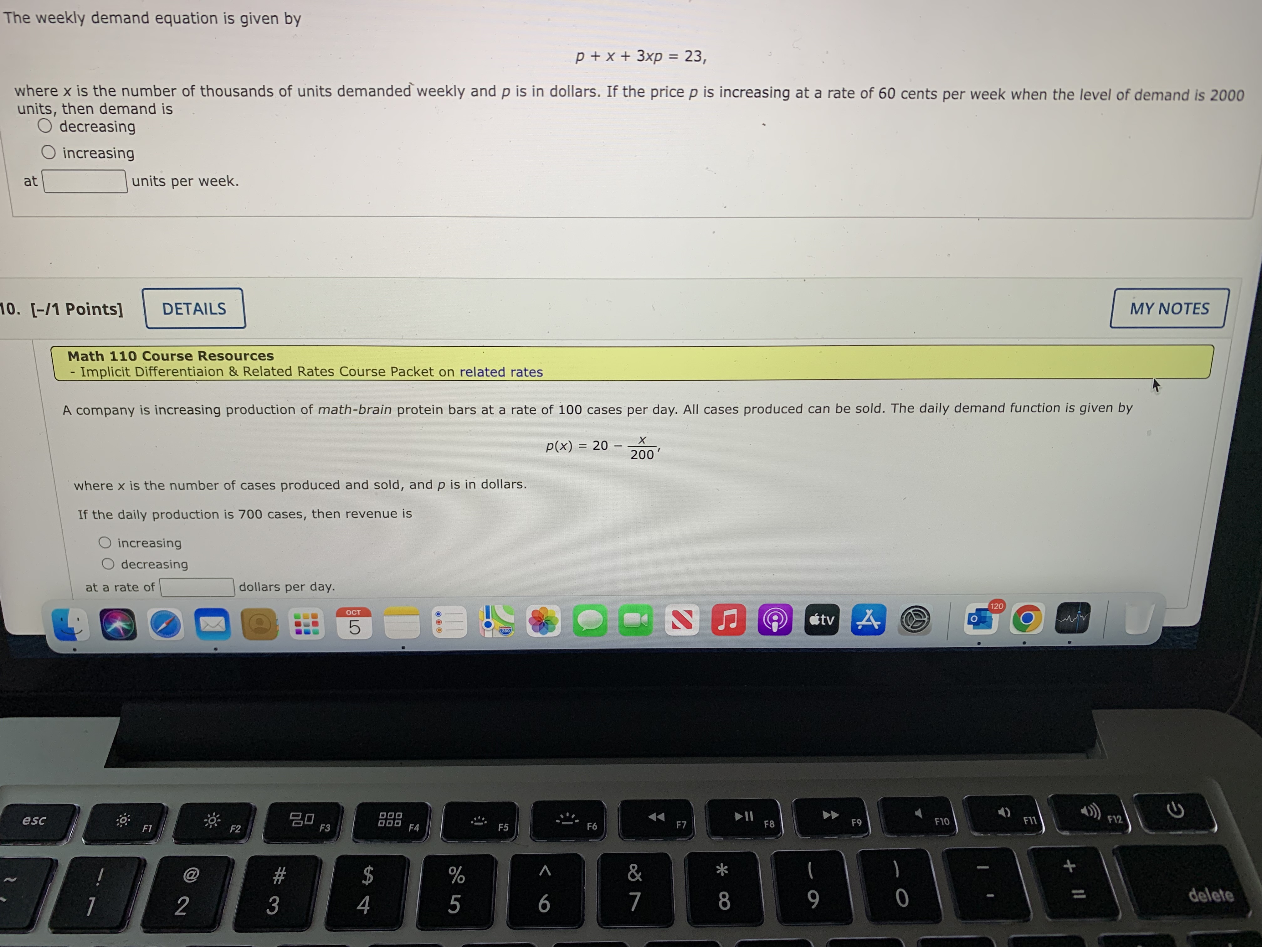 when x = 4. dollars Price, p = (b) Use implicit differentiation