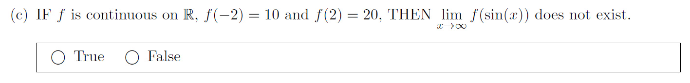 on R. Is each of the following claims true or false? Prove