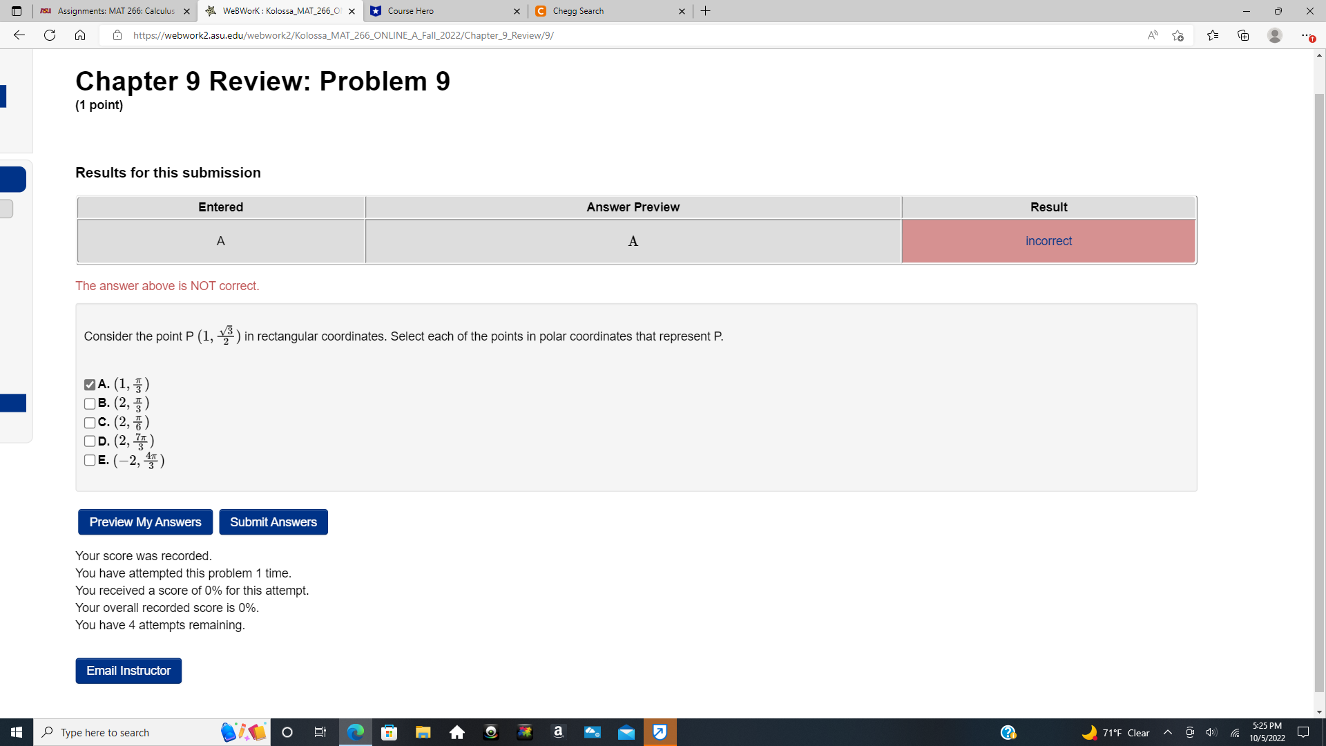 ASU Assignments: MAT 266: Calculus X WeBWork: Kolossa_MAT_266_01 x * Course