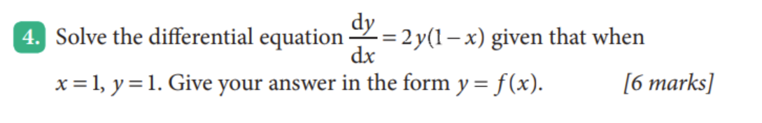 Solve the differential equation :13), = 2 y(1 x) given that