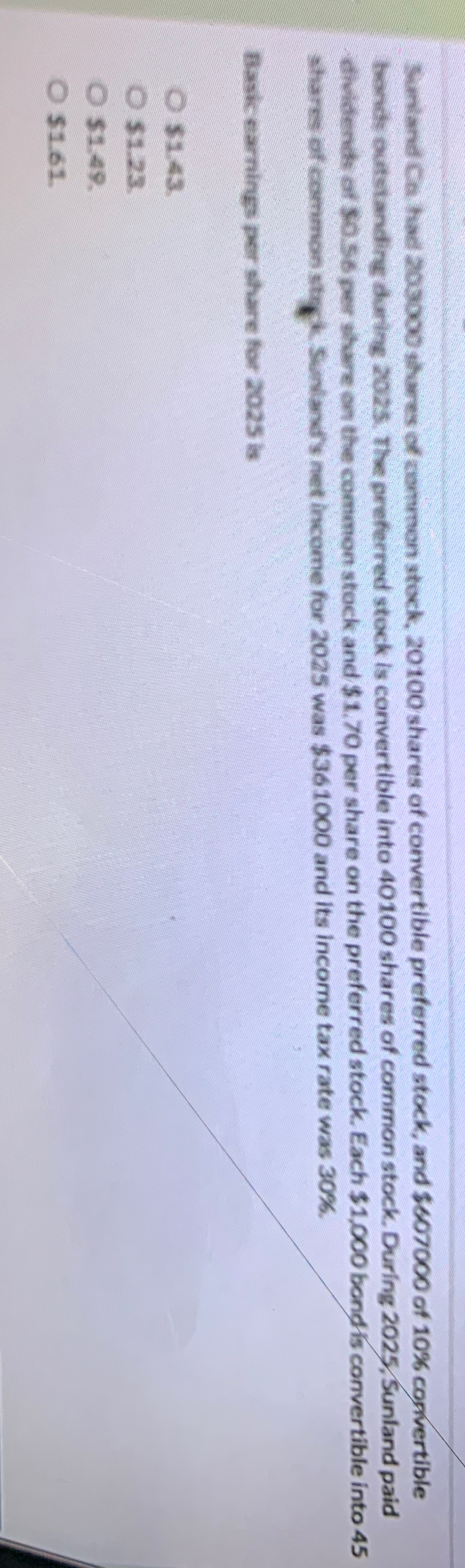 Simiand Ca has 203000 shmes of common stock, 20100 shares of