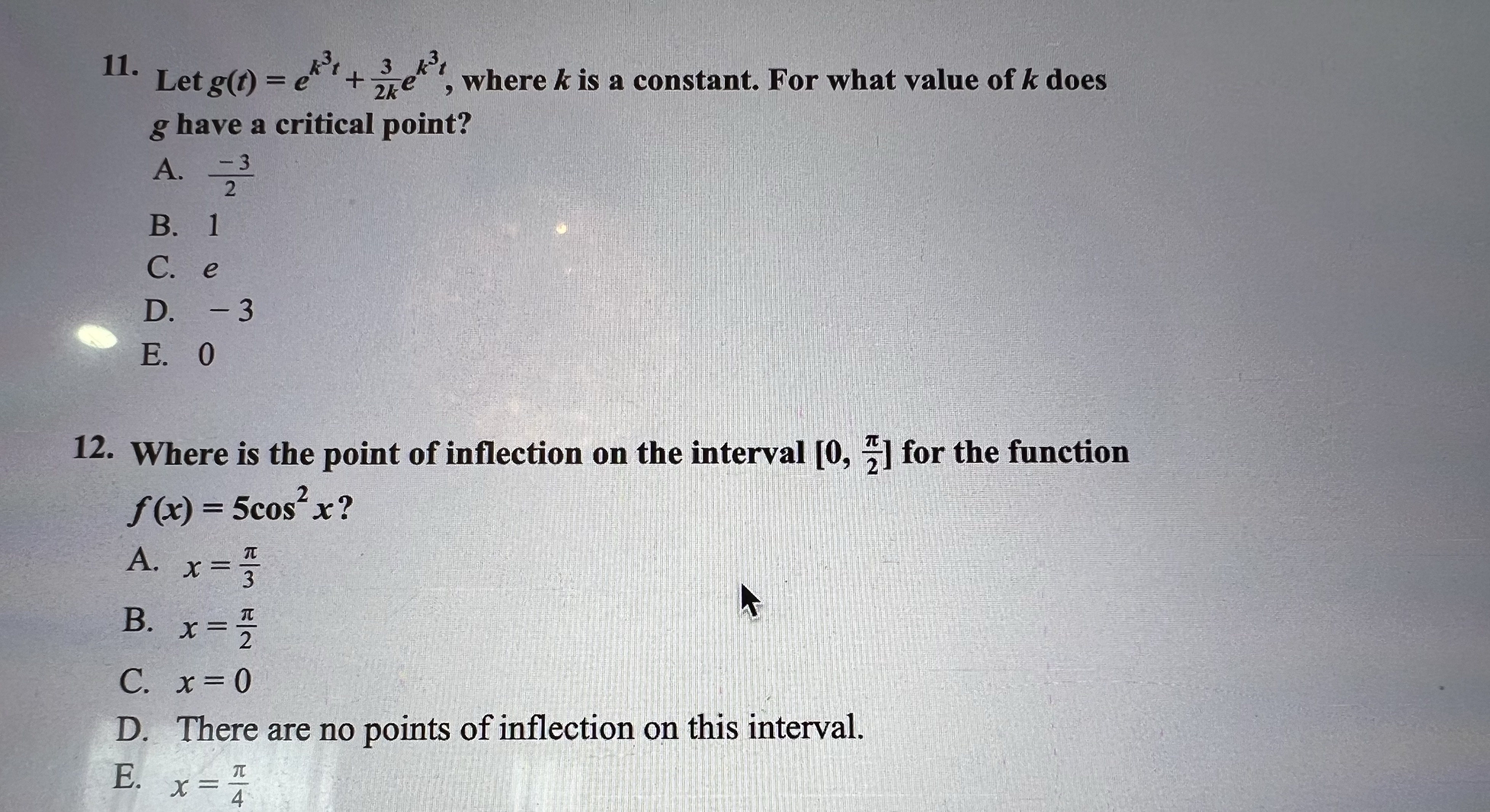 where k is a constant. For what value of k does g