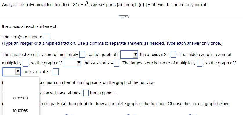 of the graph of the function. The graph of f behaves like