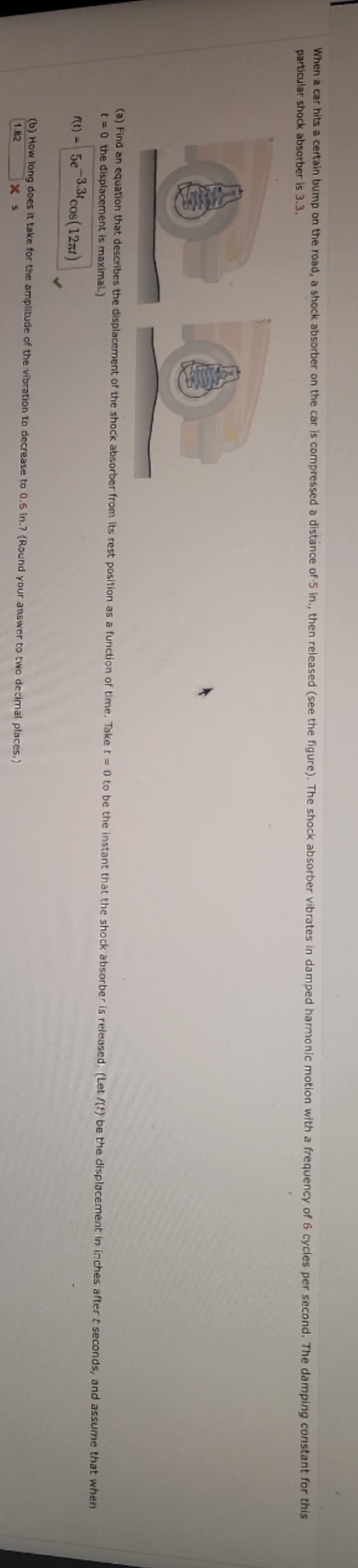 only solve for b When a car hits a certain bump