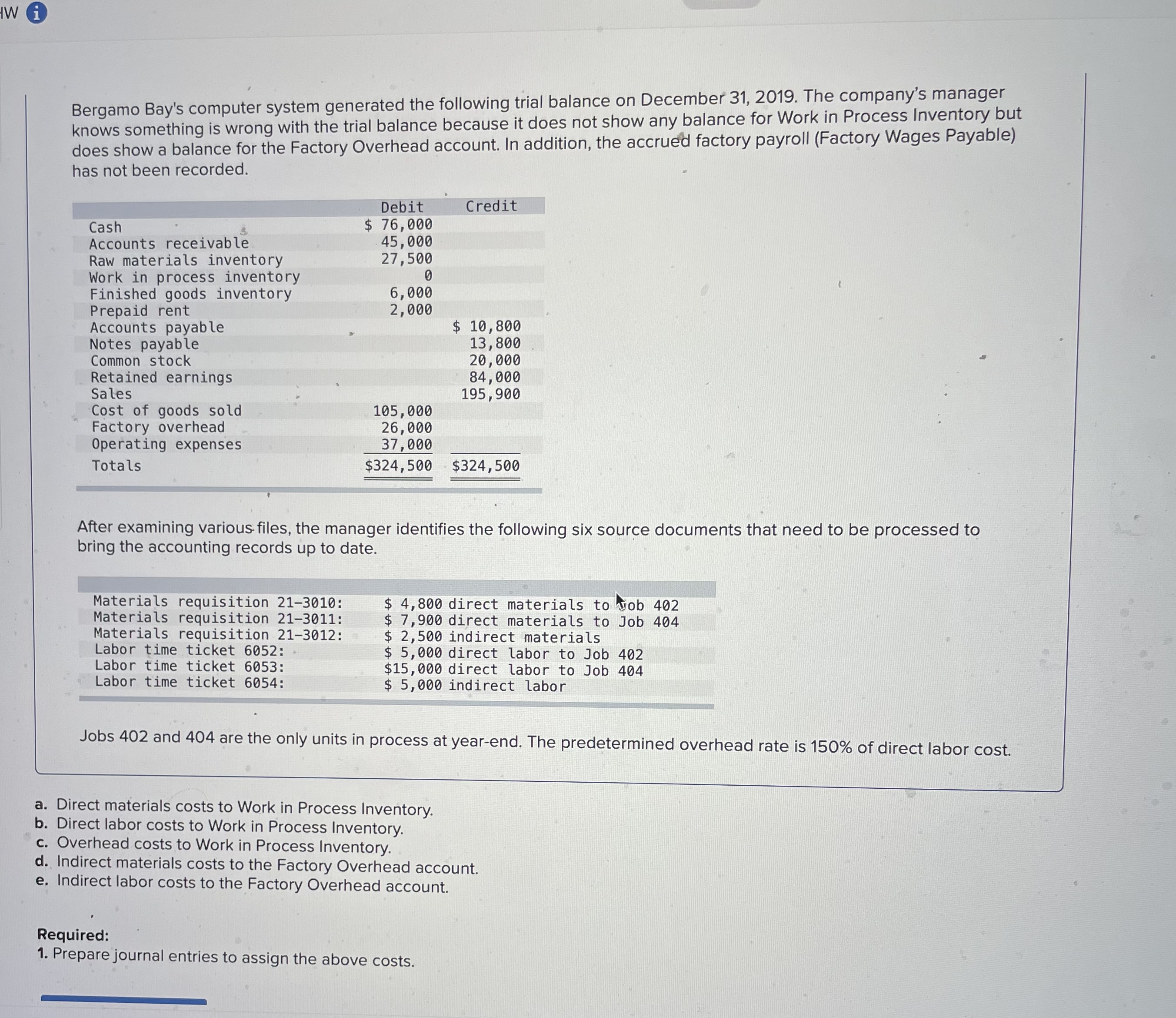 trial balance on December 31,2019. The company's manager knows something is wrong