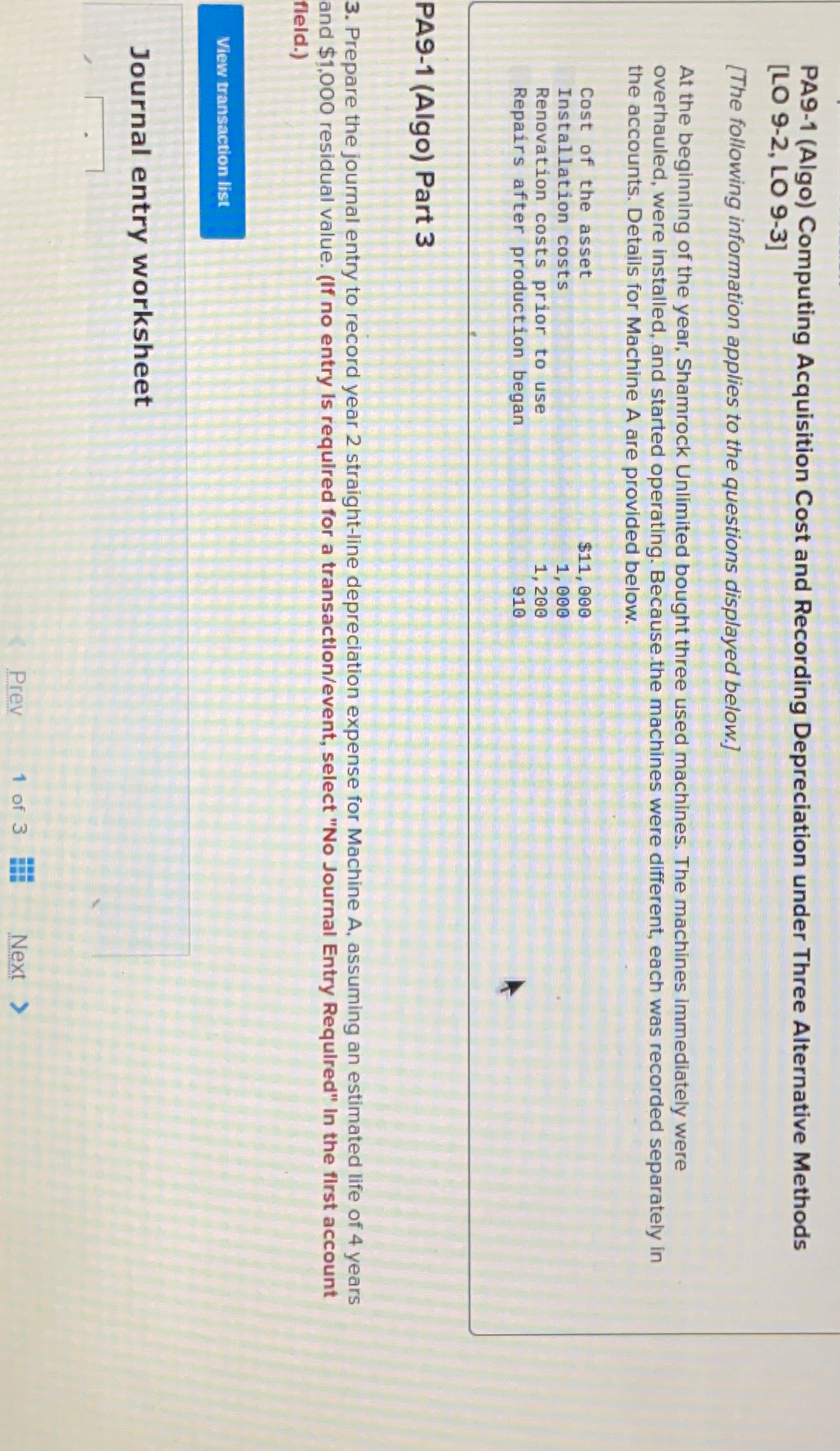 [LO 9-2, LO 9-3] [The following information applies to the questions displayed