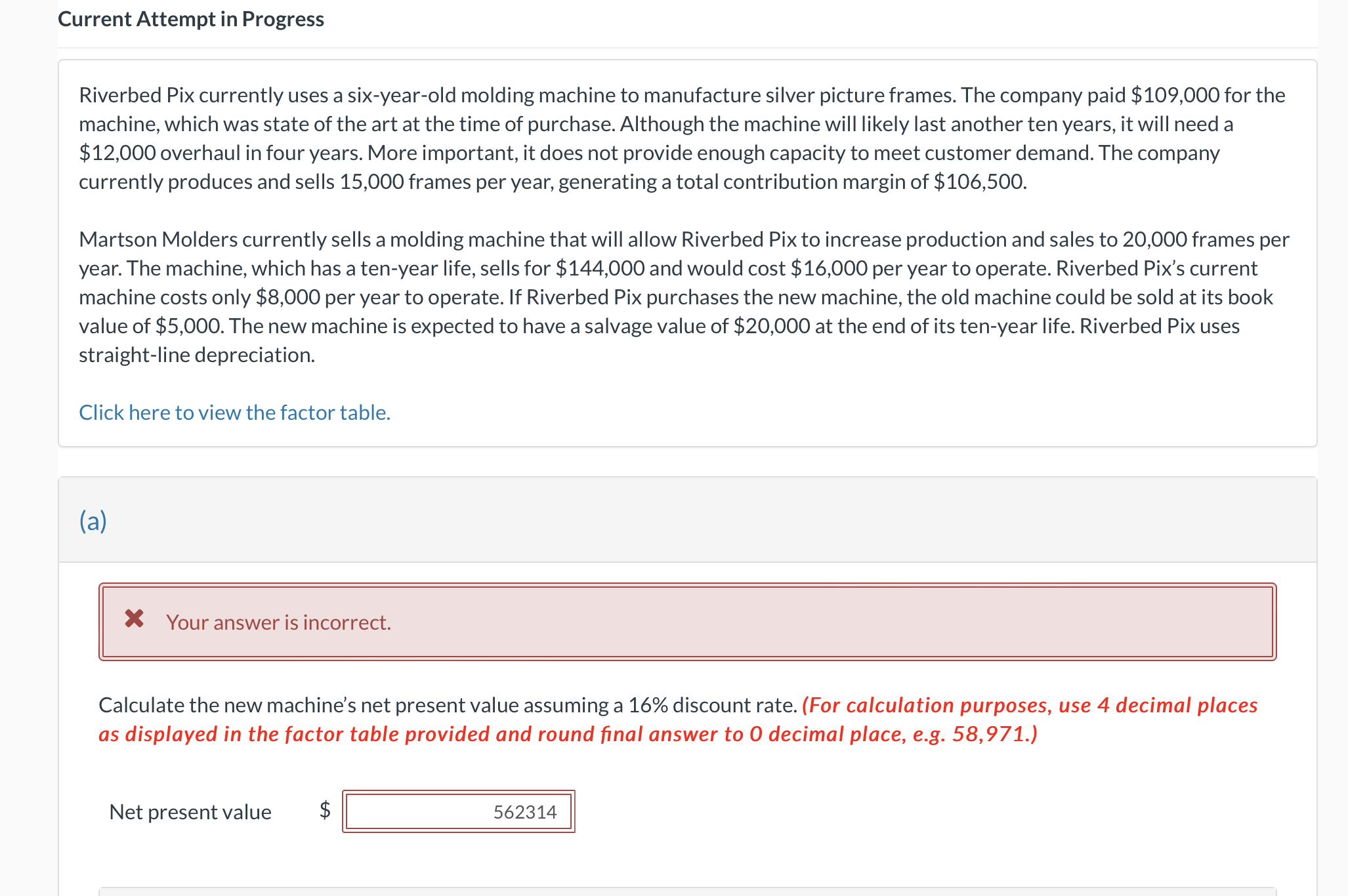 machine to manufacture silver picture frames. The company paid $109,000 for the
