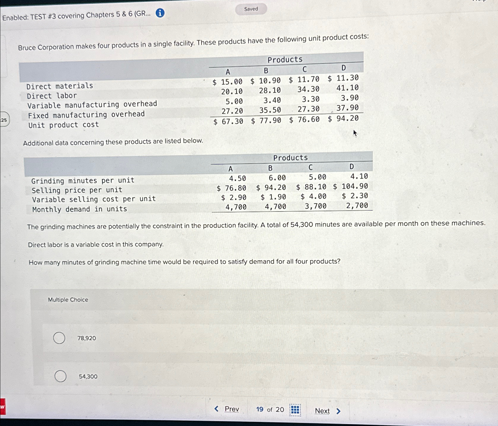  Enabled: TEST #3 covering Chapters 5 & 6(GR... i Bruce Corporation