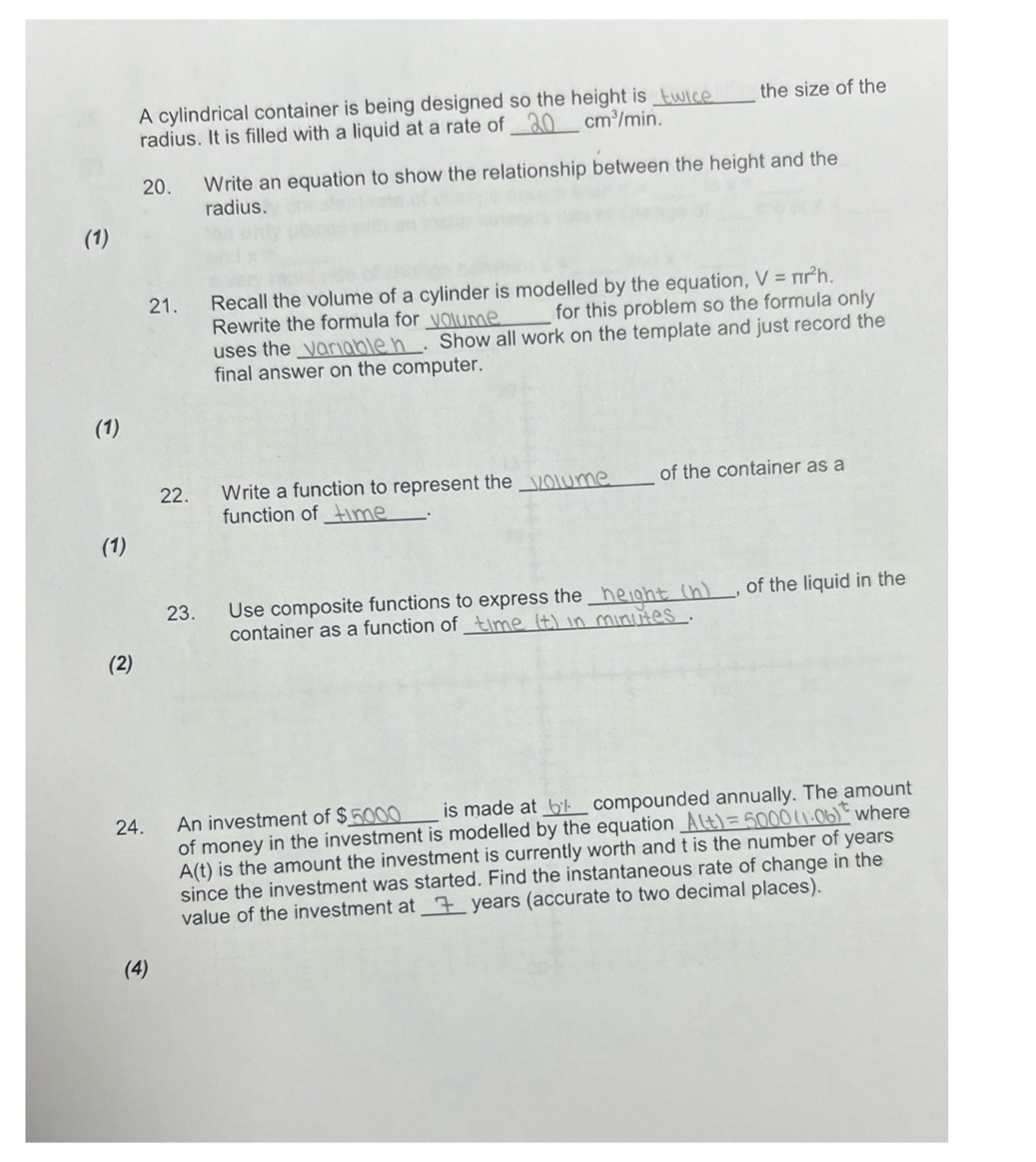 the height is twice the size of the radius. It is filled