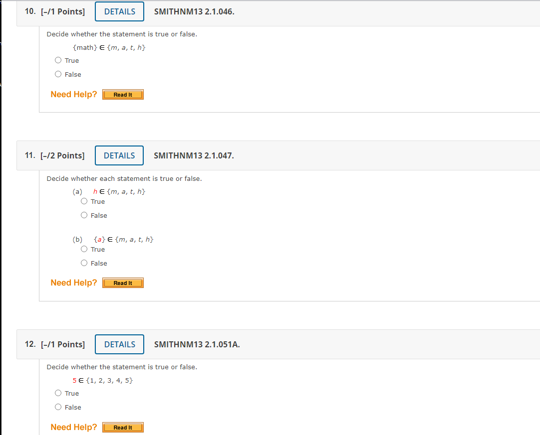 sets by roster. (a) {Distinct letters in the word roll} (b) {Counting