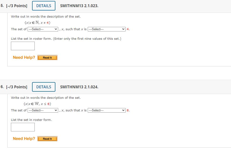 the first four values of this set.) (b) {Even counting numbers between