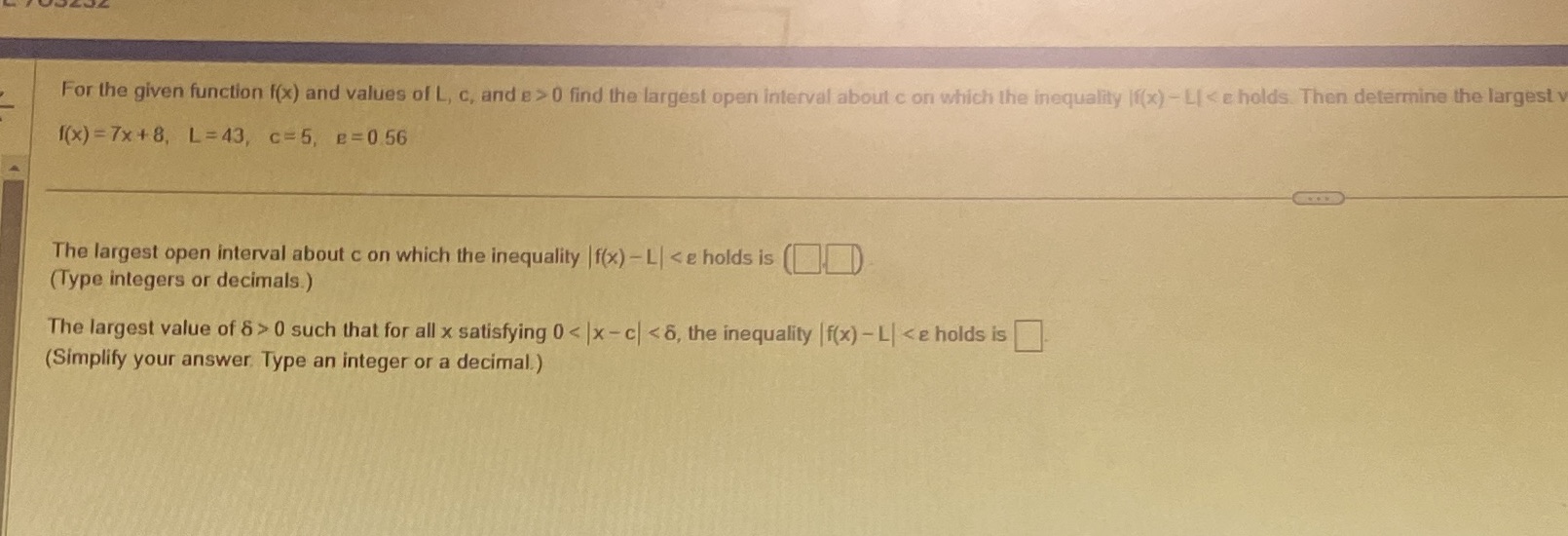 For the given function f(x) and values of L, c, and