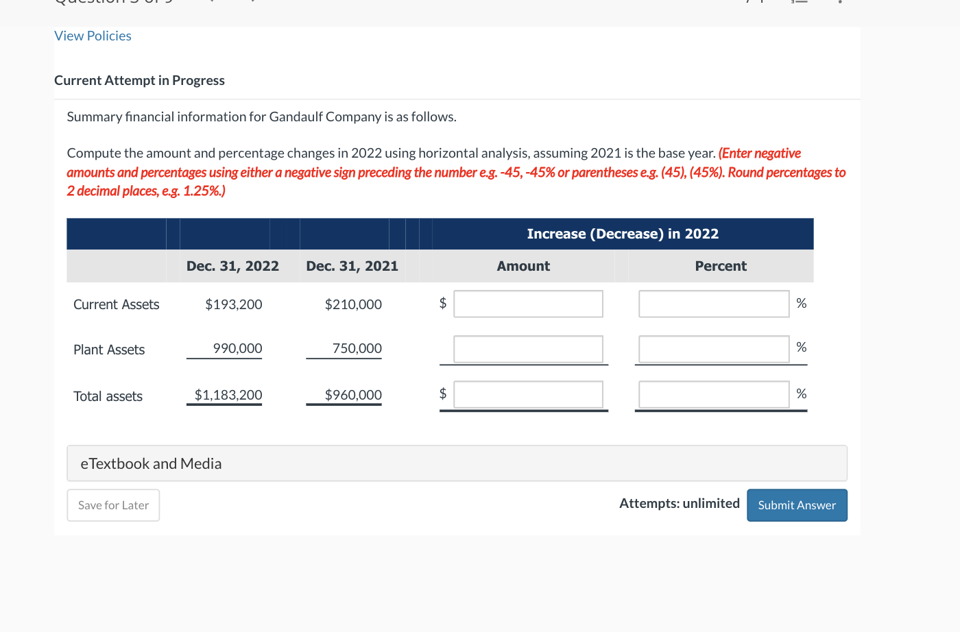 View Policies Current Attempt in Progress Summary financial information for Gandaulf