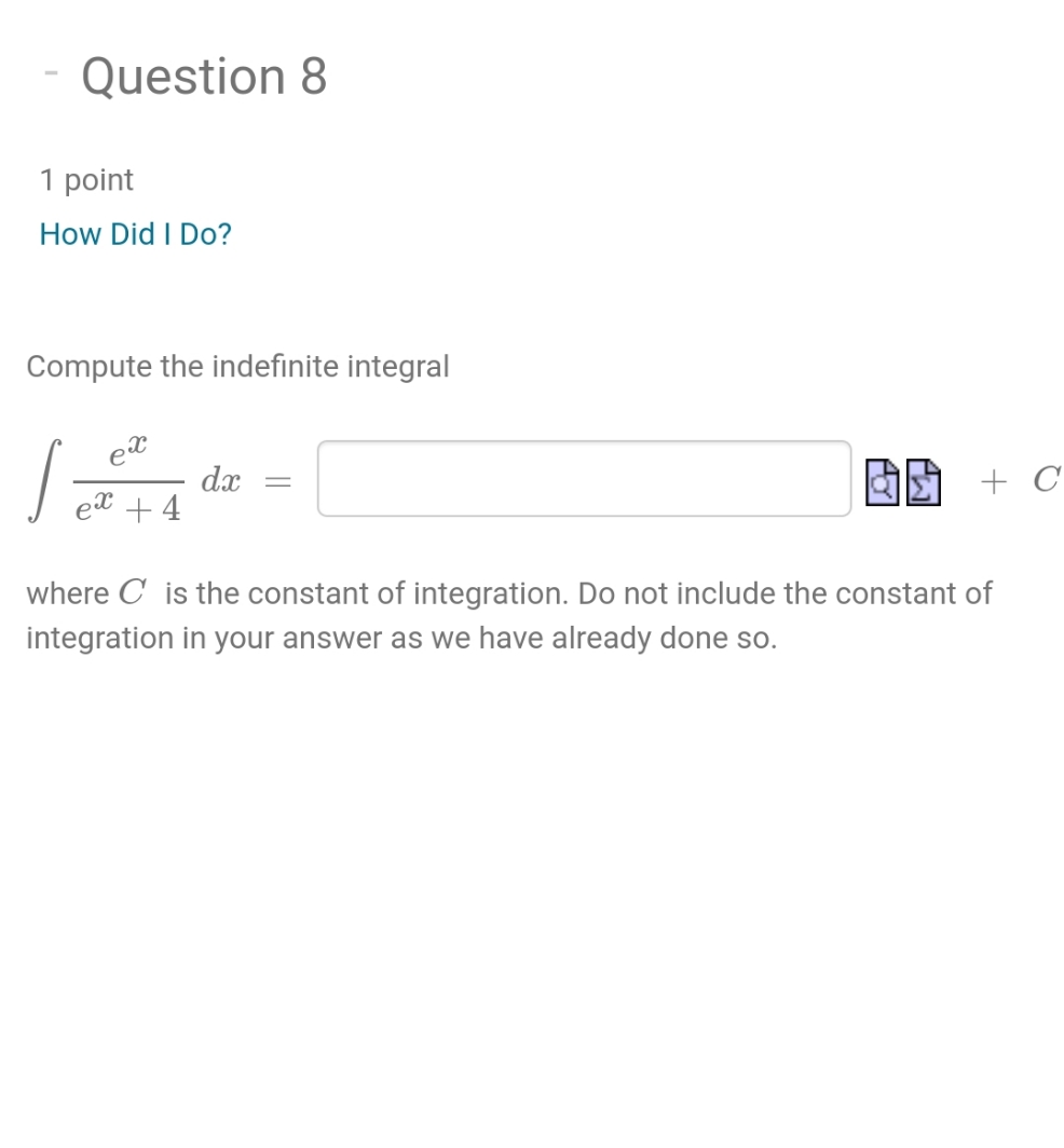  Question 8 'I point How Did I Do? Compute the indenite