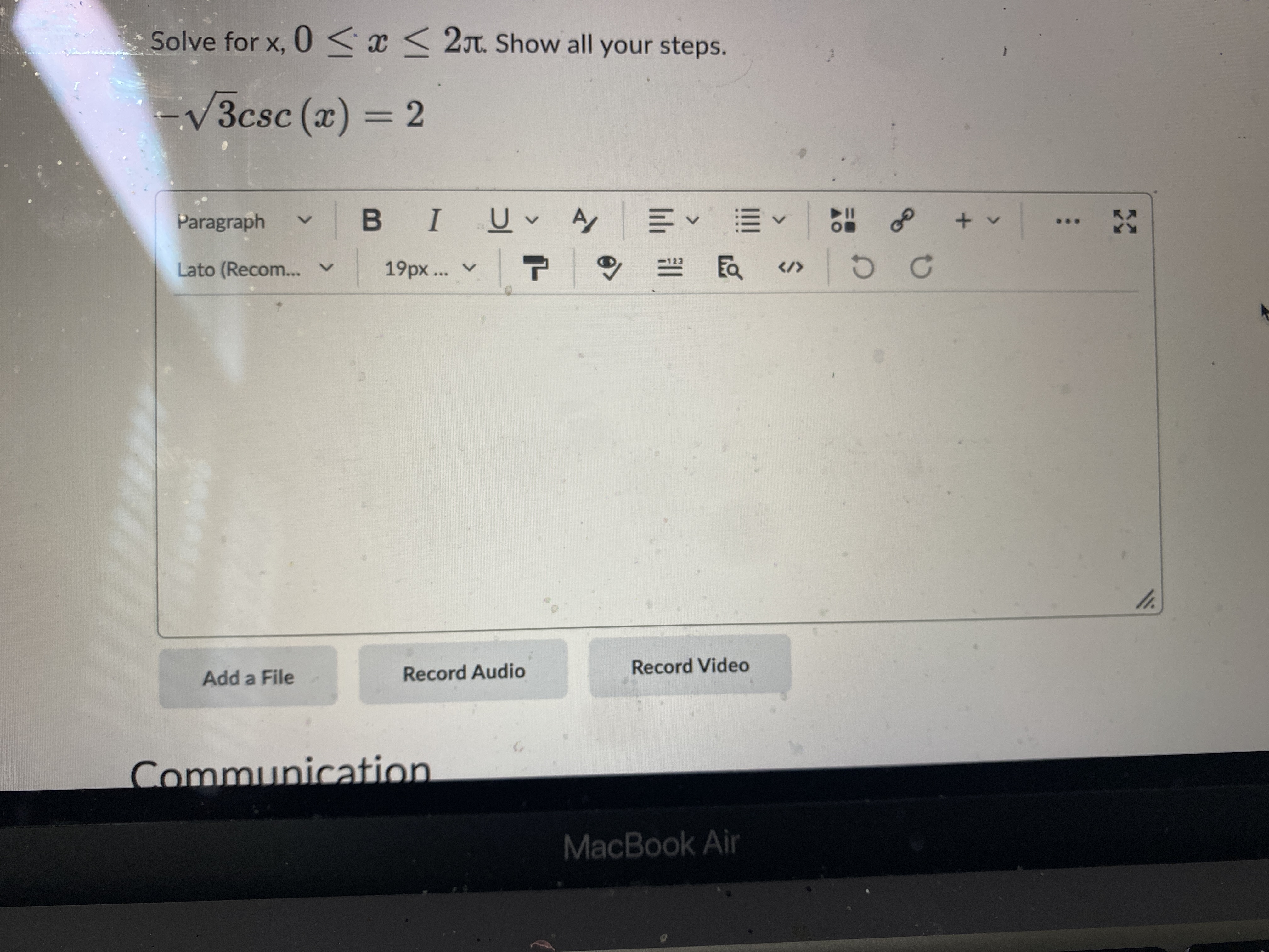 v/csc G) Paragraph Lato (Recom... v Add a File 2 Record Audio