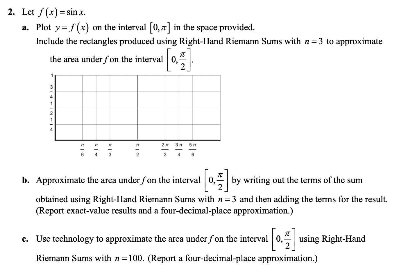 2. Let f (x) = sin x. a. Plot y =