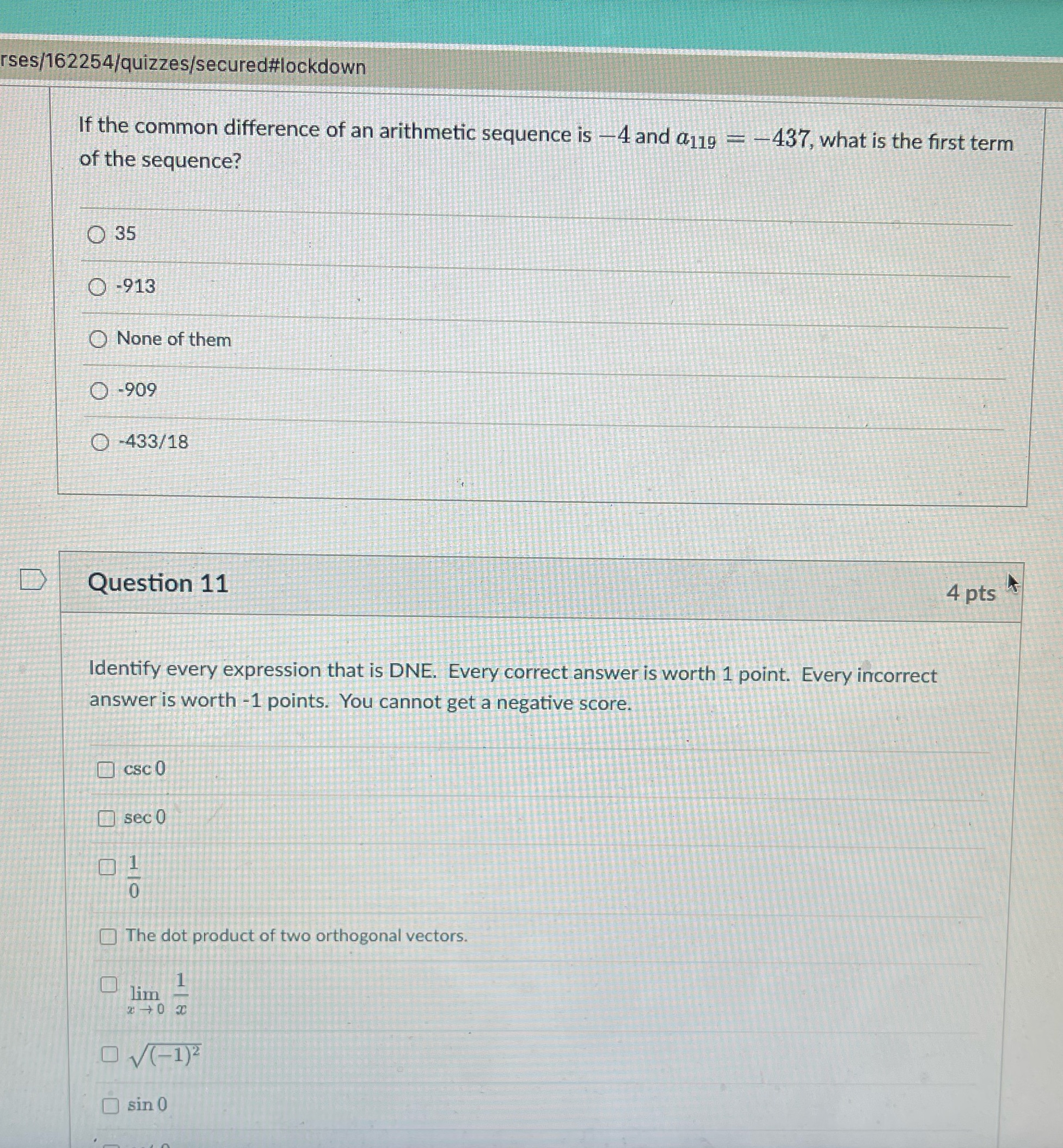 and a119 - -437, what is the first term of the sequence?