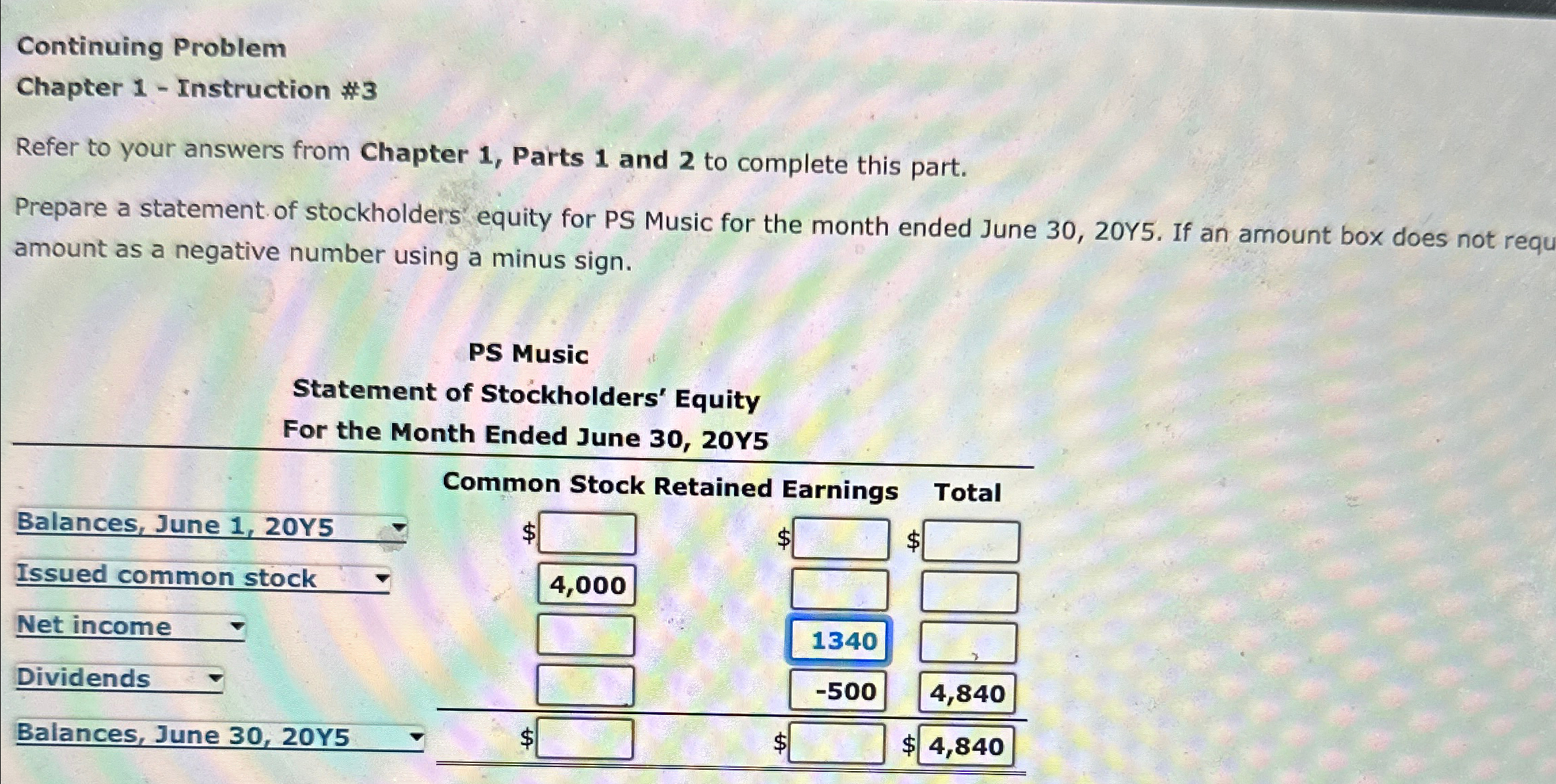 Chapter 1, Parts 1 and 2 to complete this part. Prepare a