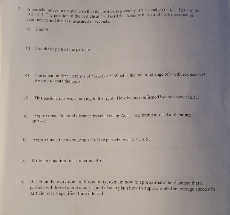  motion defined parametrically 3. A particle moves in the plane so