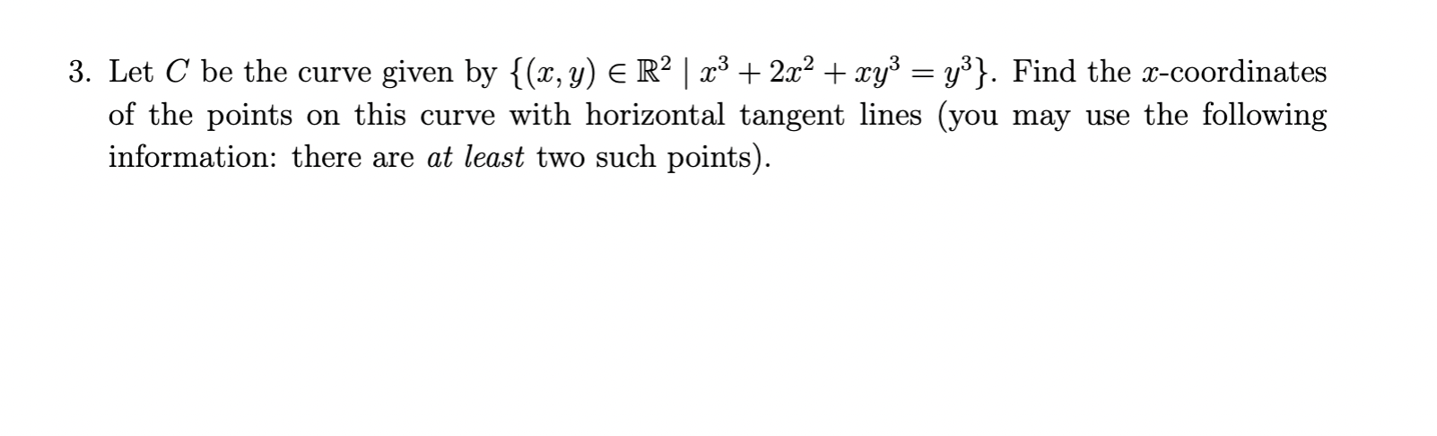 | {1:3 + 23:2 + 33y3 : y3}. Find the xcoordinates of
