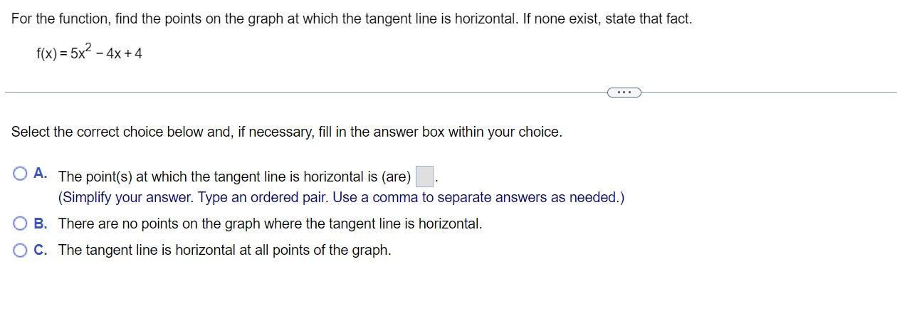 For the function, find the points on the graph at which