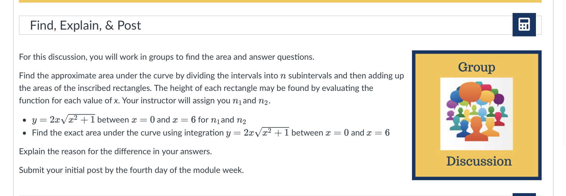  Find, Explain, & Post For this discussion, you will work in