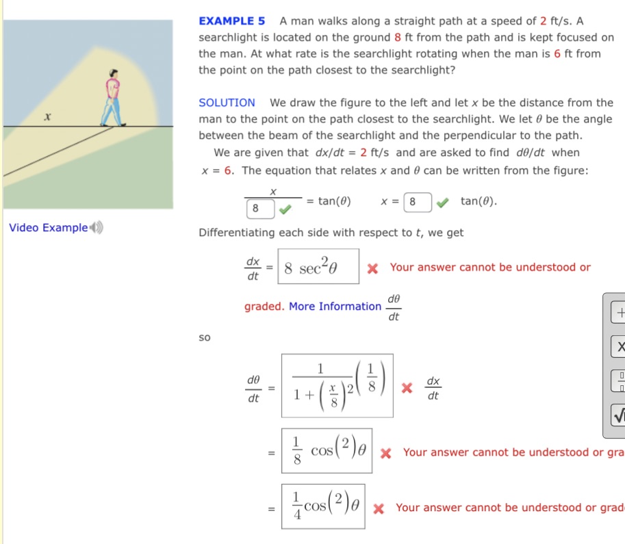 Video Example\" EXAMPLE 5 A man walks along a straight path