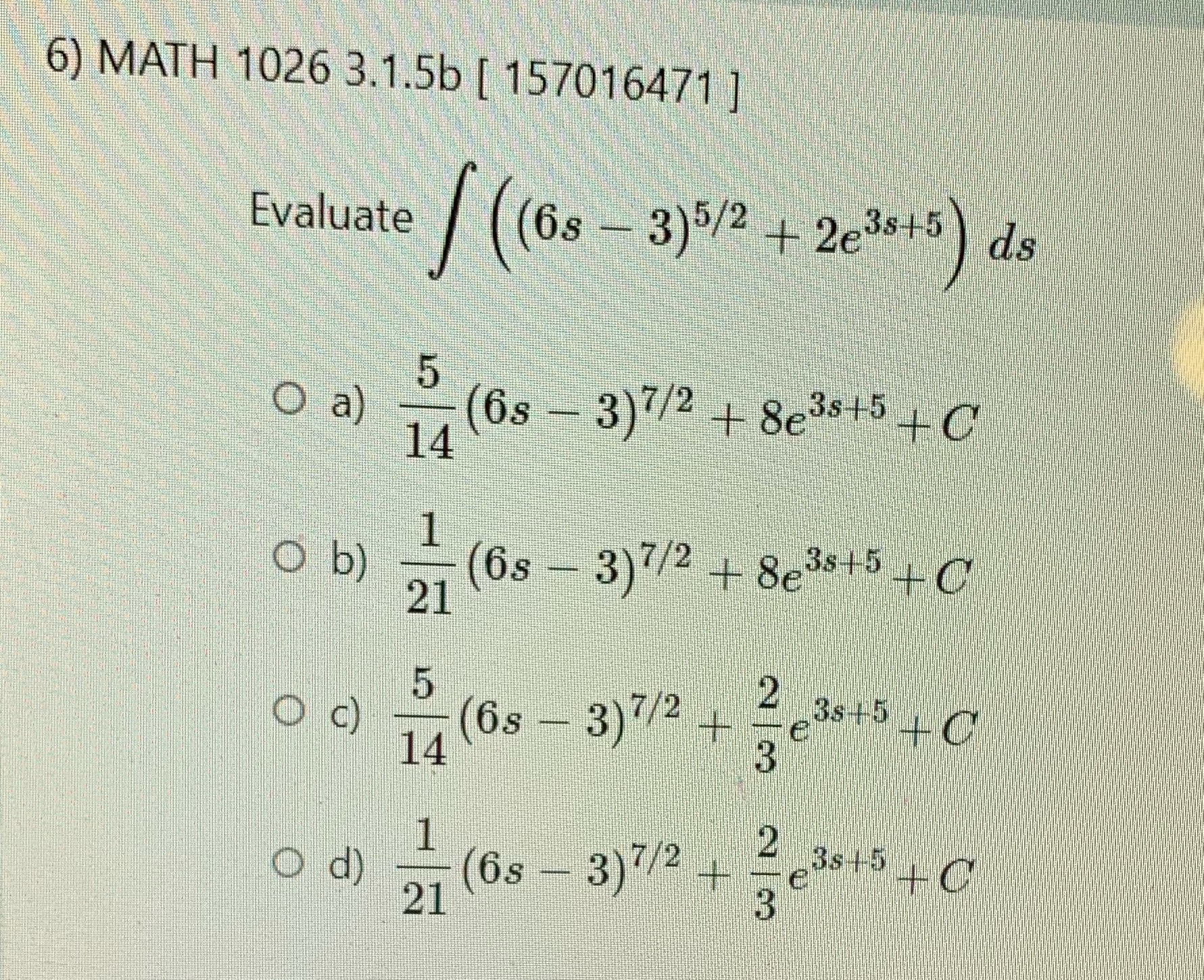  How do I solve this 6) MATH 1026 3.1.5b [ 157016471