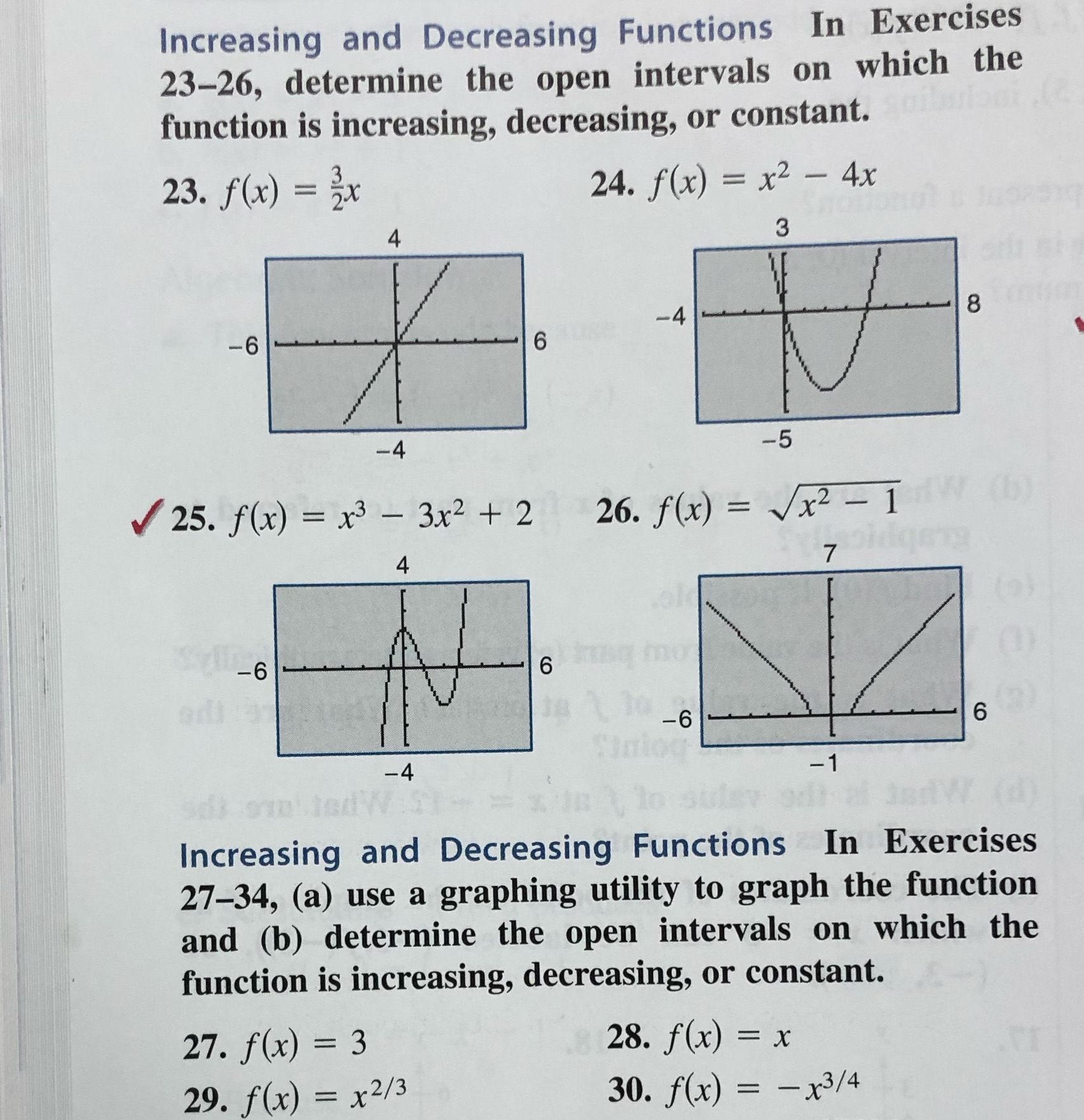 on which the function 15 increasing, decreasing, or constant. 23 f(x =