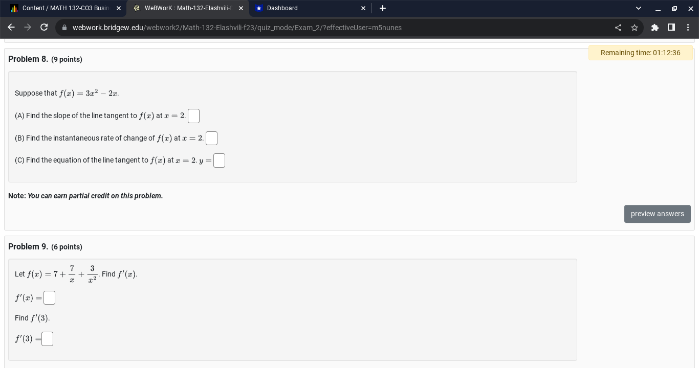 Content / MATH 132-C03 Busin x 4 WeBWork : Math-132-Elashvili-f >