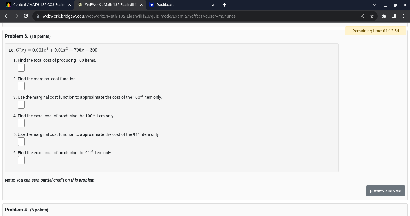  Content / MATH 132-CO3 Busin x 4 WeBWork : Math-132-Elashvili-f >